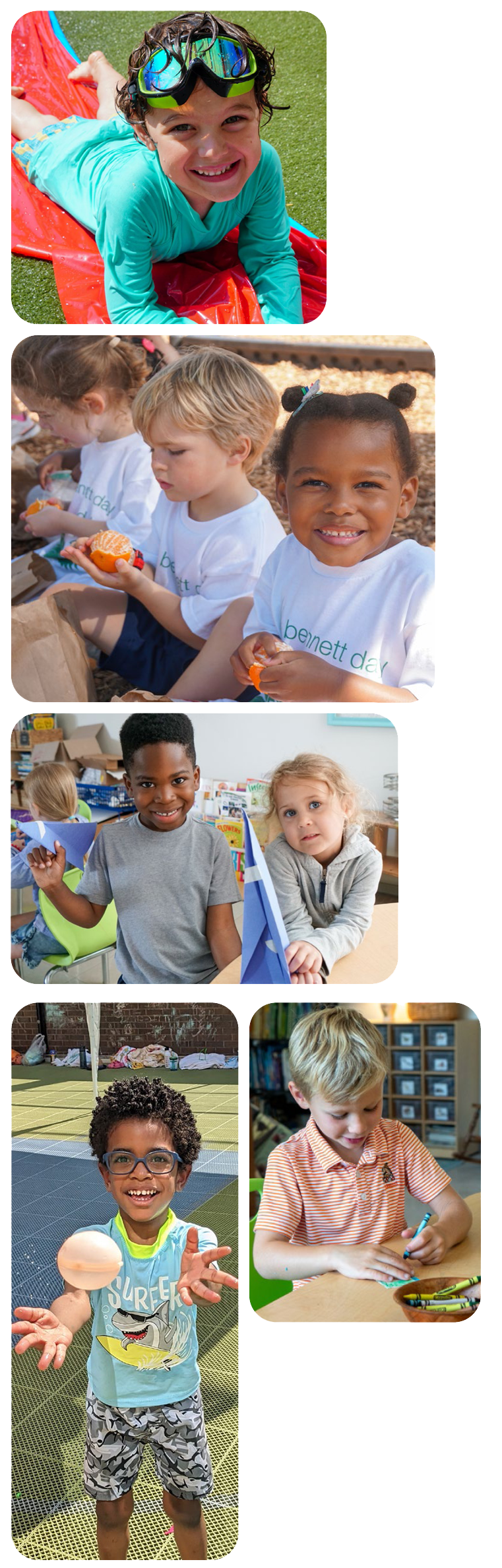 A collage of kids having fun at summer camp