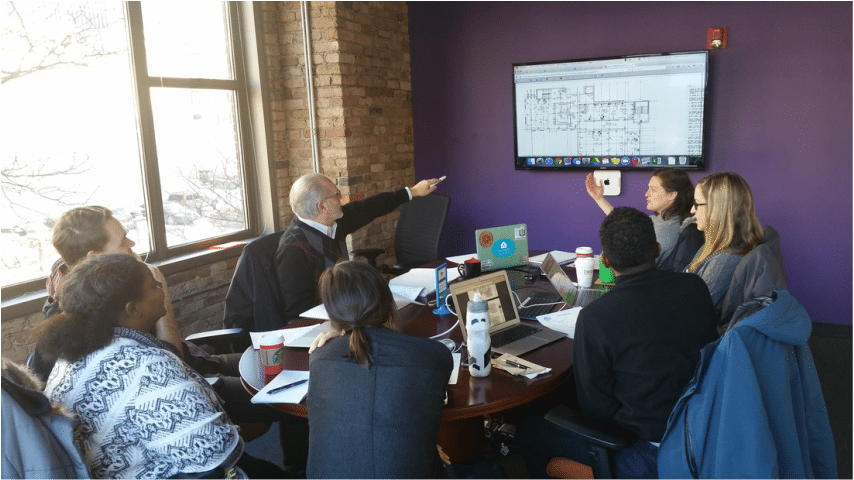 Bennett Day School team meeting with design consultants for new campus.