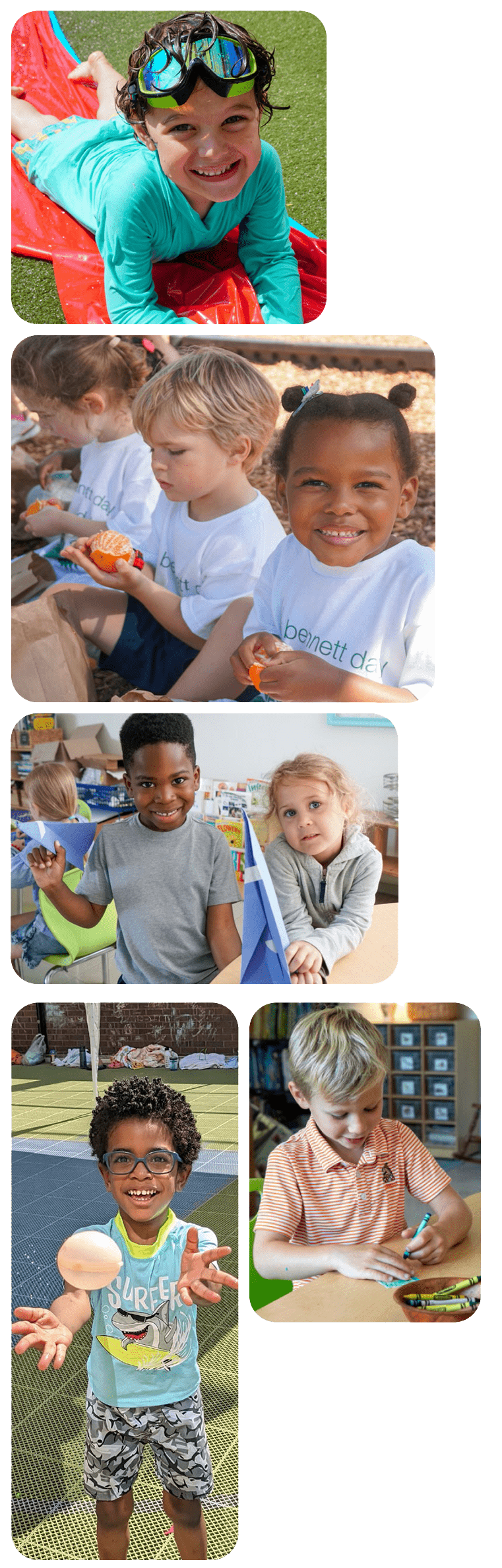 A collage of kids having fun at summer camp